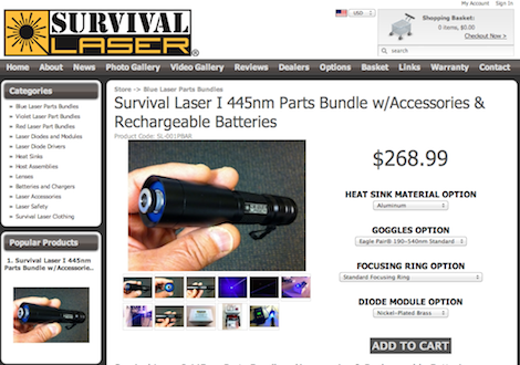 Survival Laser webpage