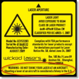 Worldwide: Major laser seller adds aircraft warning | Laser Pointer Safety  - Statistics, laws, and general laser pointer news